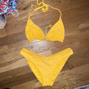 Becca yellow ribbed bikini